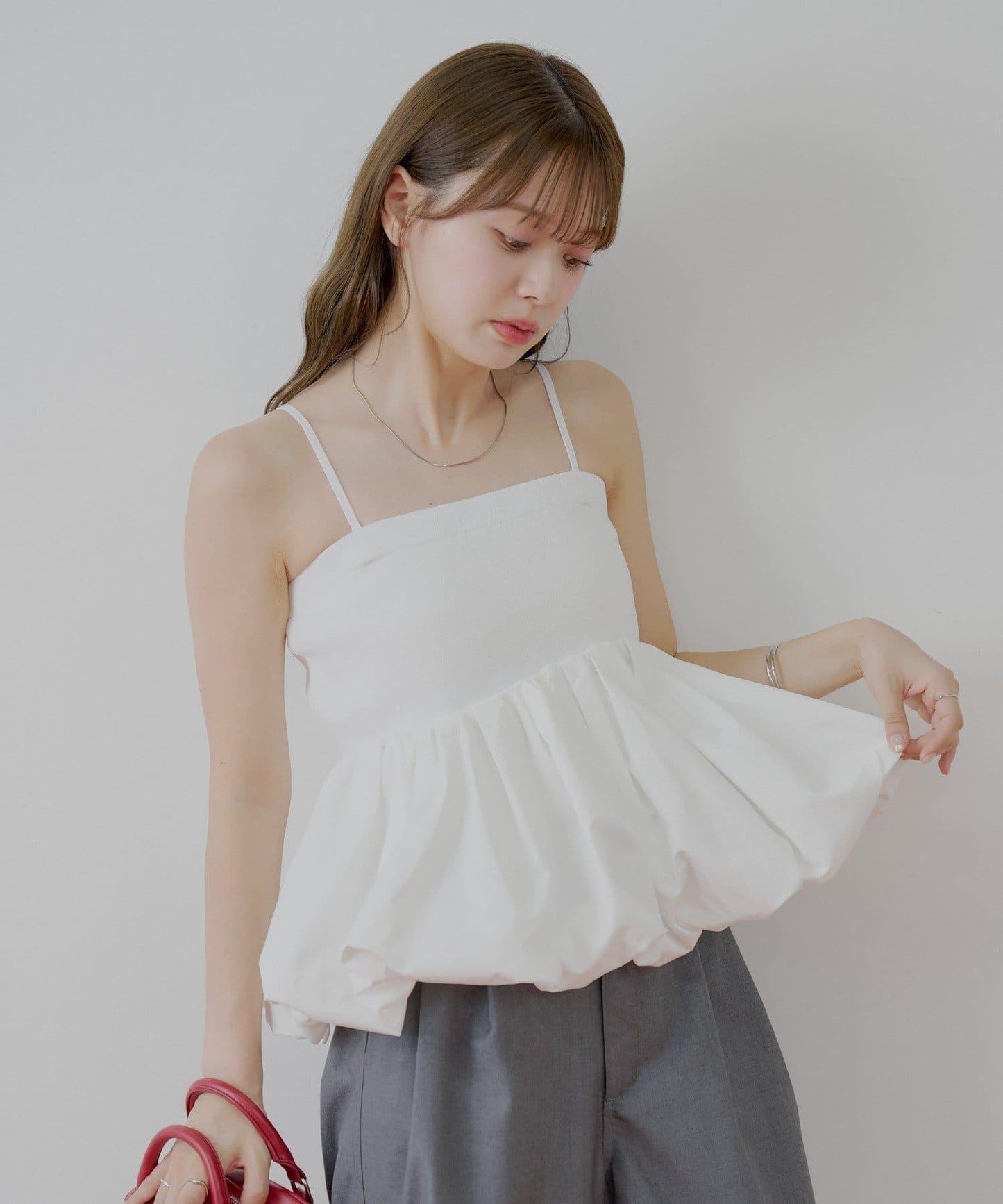 Chico 可拆卸肩帶 拼接荷葉擺 抹胸上衣