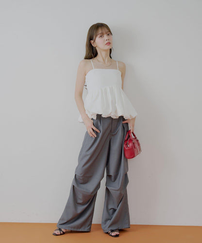 Chico 可拆卸肩帶 拼接荷葉擺 抹胸上衣