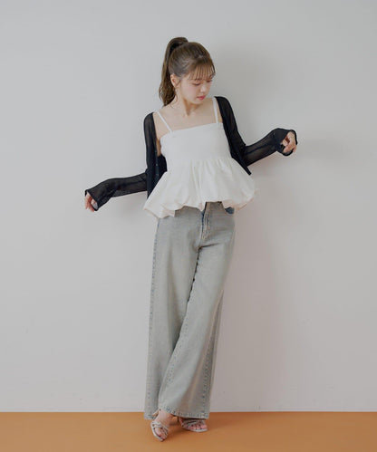 Chico 可拆卸肩帶 拼接荷葉擺 抹胸上衣