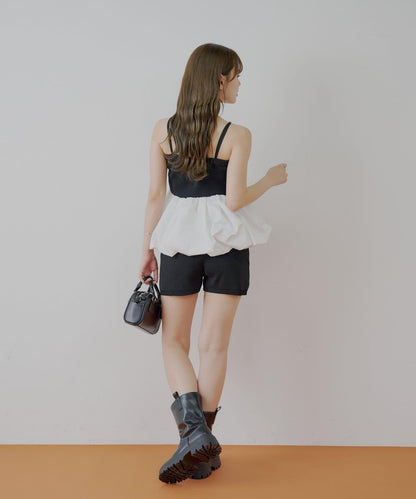 Chico 可拆卸肩帶 拼接荷葉擺 抹胸上衣