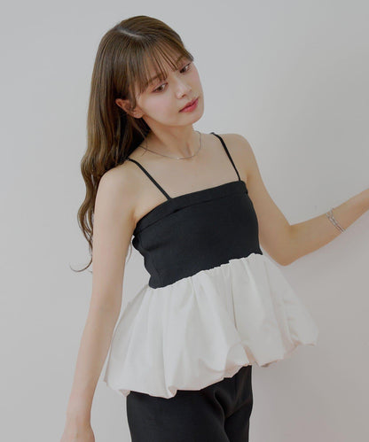 Chico 可拆卸肩帶 拼接荷葉擺 抹胸上衣