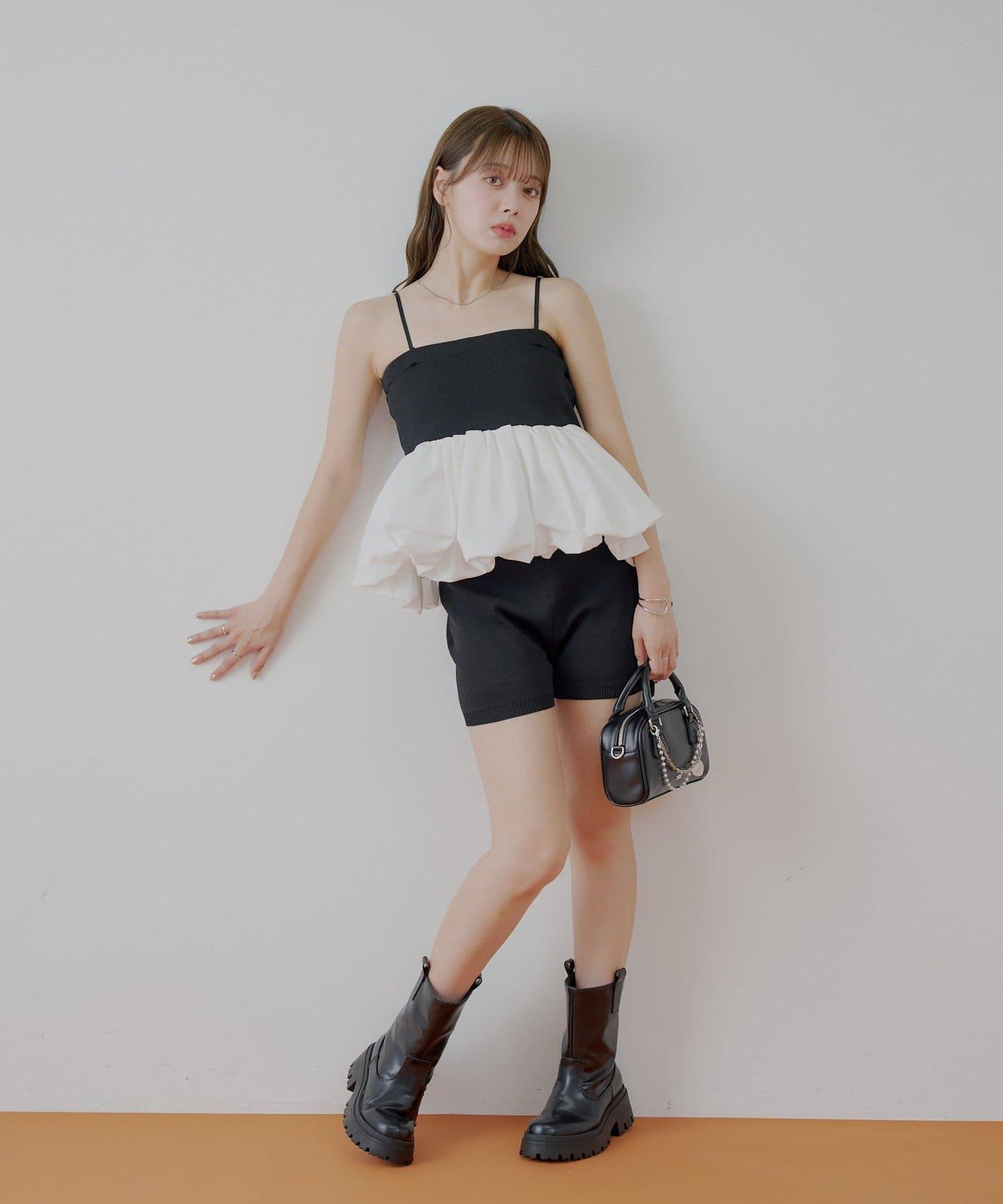 Chico 可拆卸肩帶 拼接荷葉擺 抹胸上衣