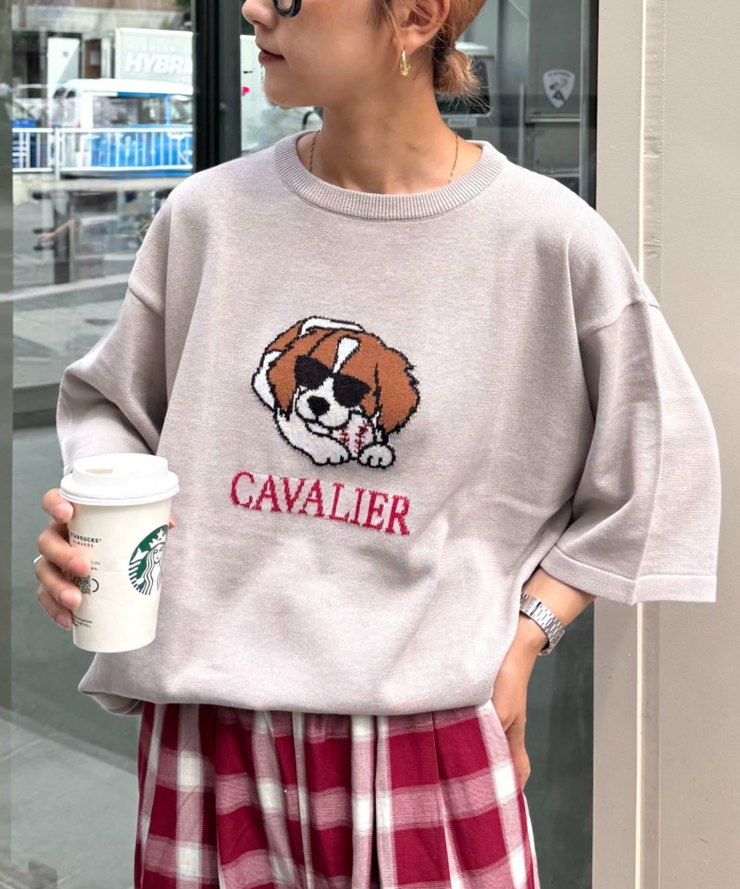 【男女通用】動物紋狗夏季針織半袖T恤