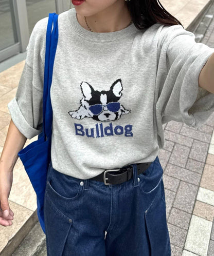 【男女通用】動物紋狗夏季針織半袖T恤