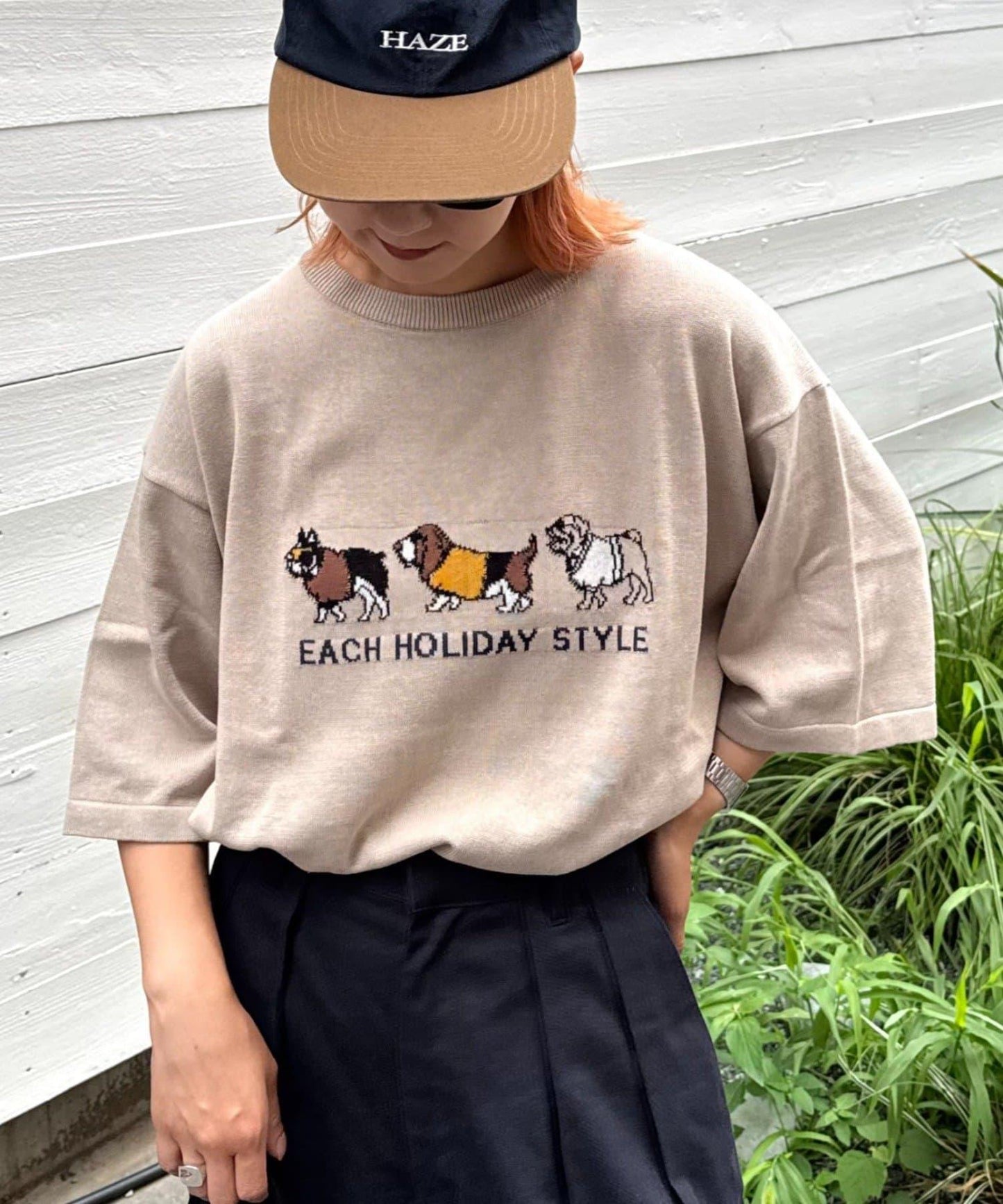 【男女通用】動物紋狗夏季針織半袖T恤