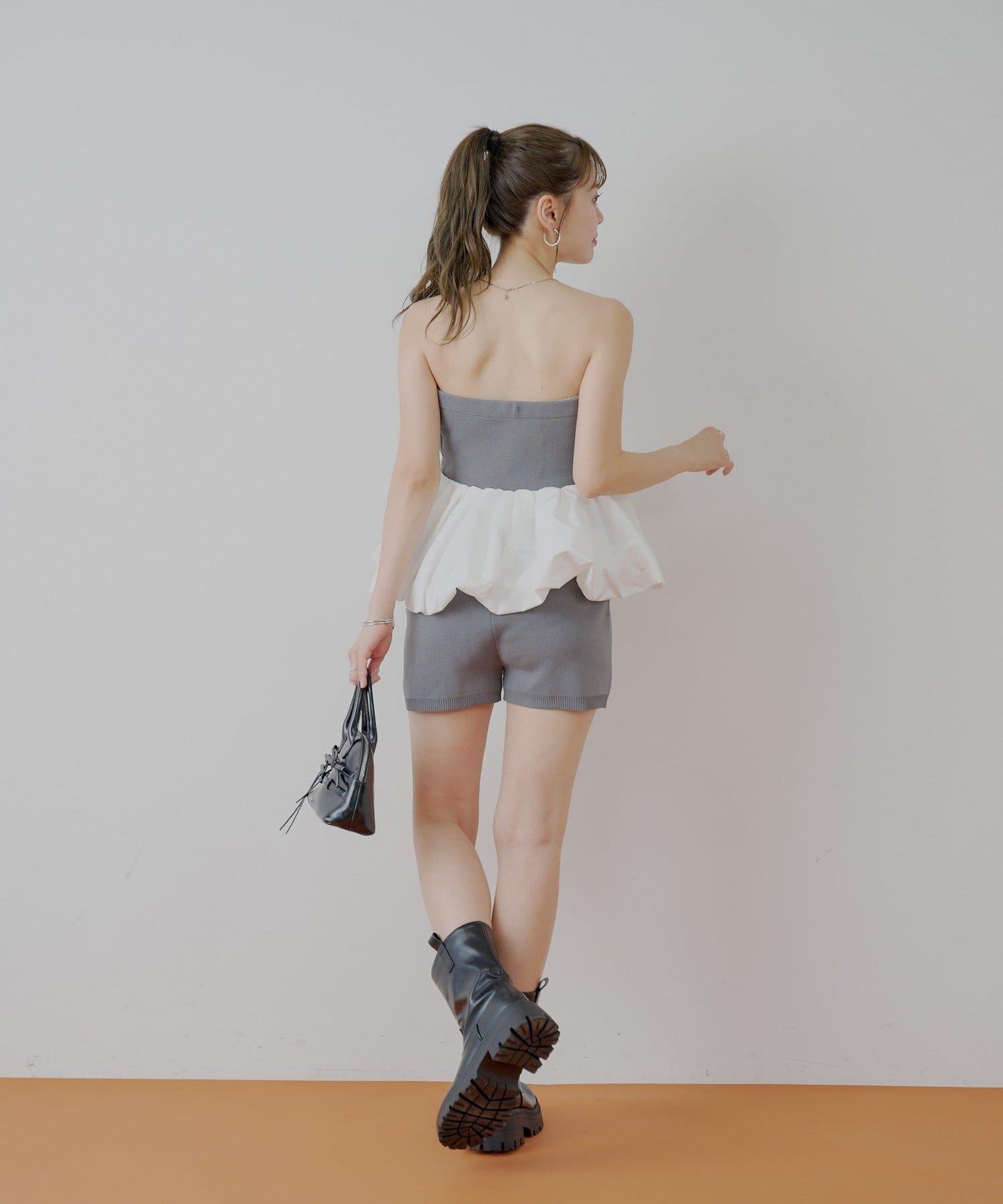 Chico 可拆卸肩帶 拼接荷葉擺 抹胸上衣