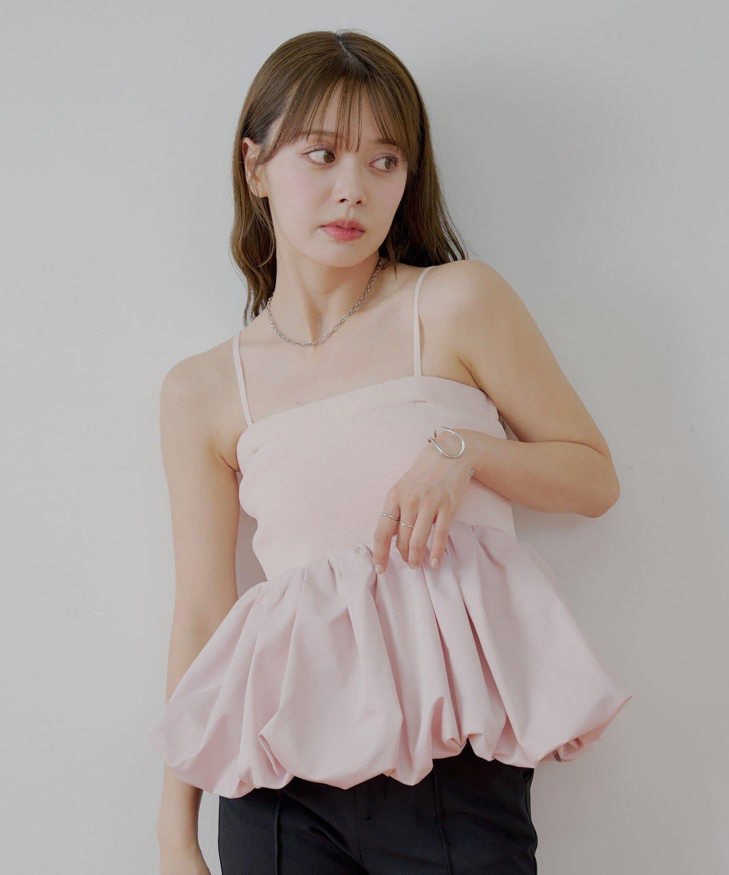 Chico 可拆卸肩帶 拼接荷葉擺 抹胸上衣