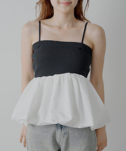 Chico 可拆卸肩帶 拼接荷葉擺 抹胸上衣