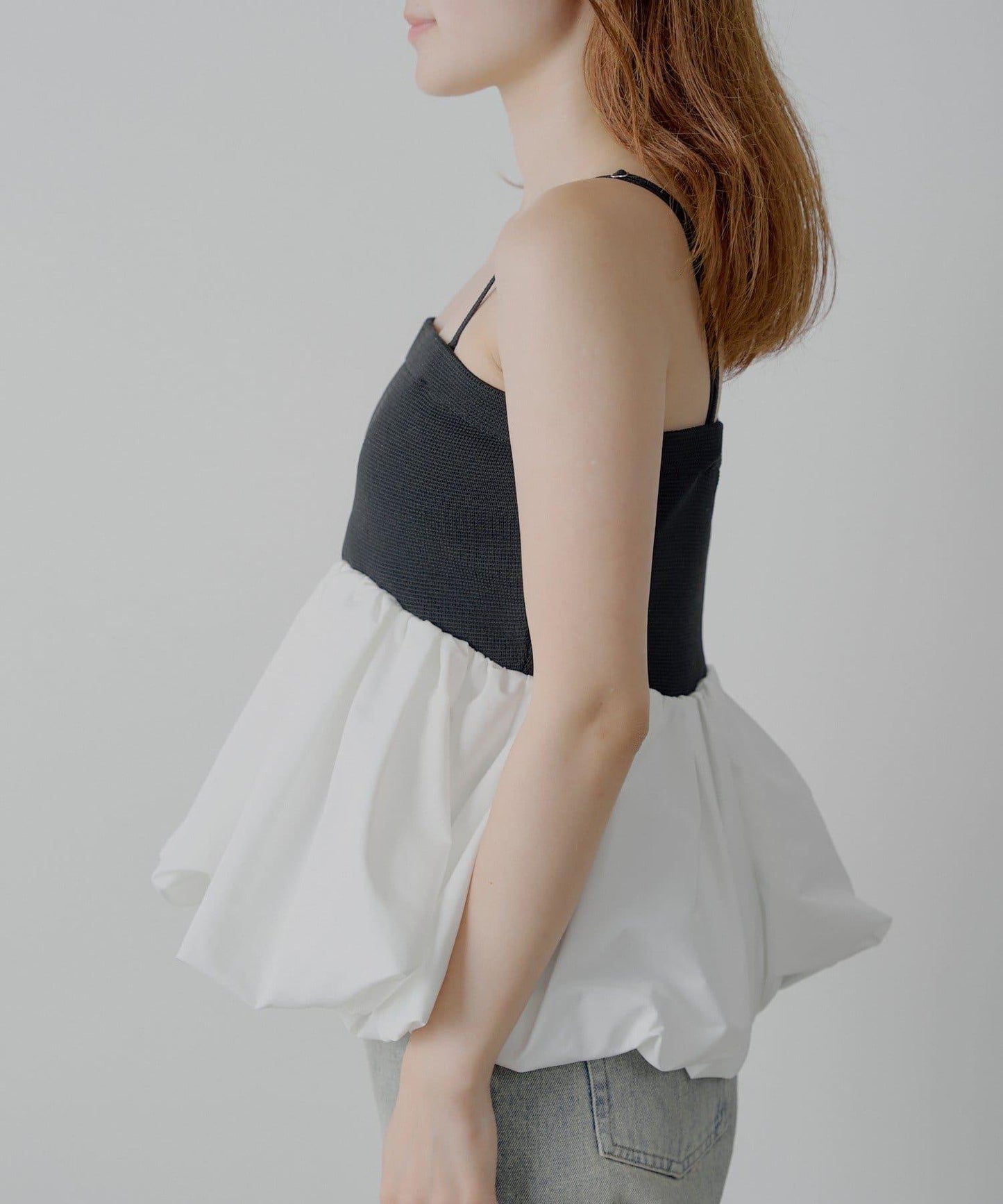 Chico 可拆卸肩帶 拼接荷葉擺 抹胸上衣