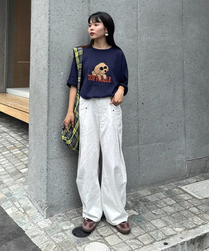 【男女通用】動物紋狗夏季針織半袖T恤