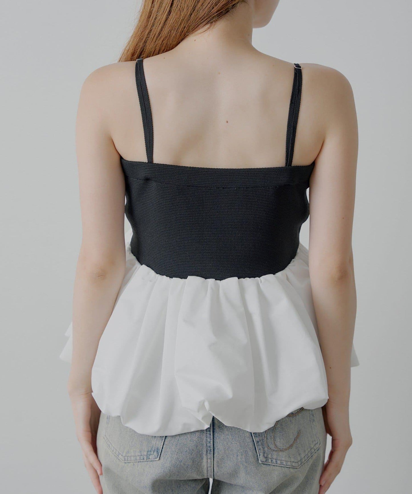 Chico 可拆卸肩帶 拼接荷葉擺 抹胸上衣