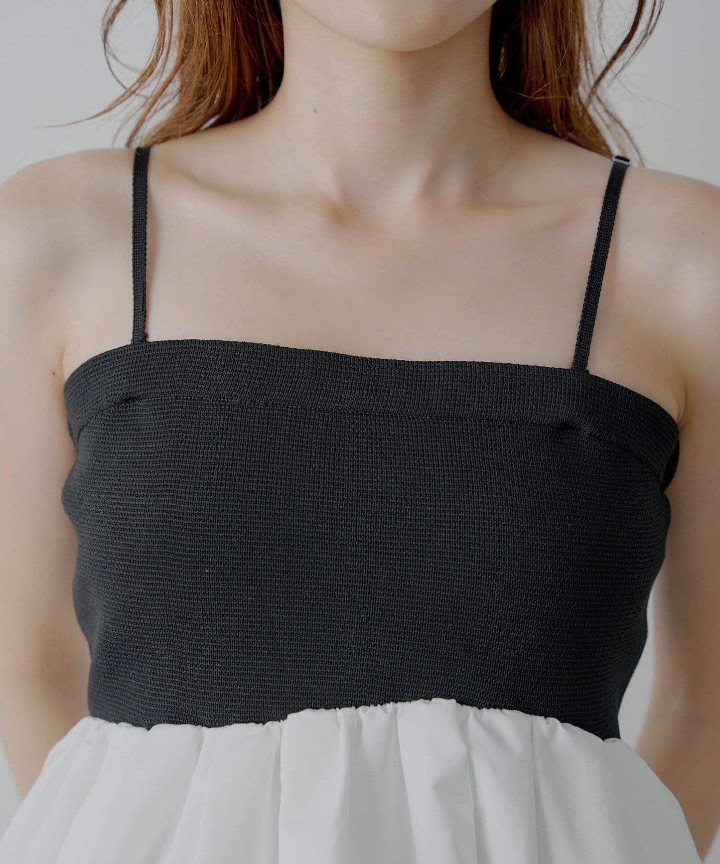 Chico 可拆卸肩帶 拼接荷葉擺 抹胸上衣