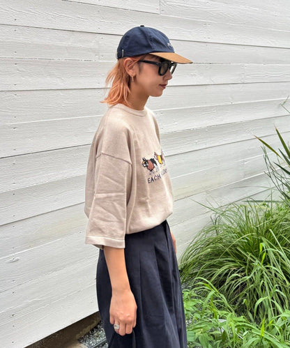 【男女通用】動物紋狗夏季針織半袖T恤