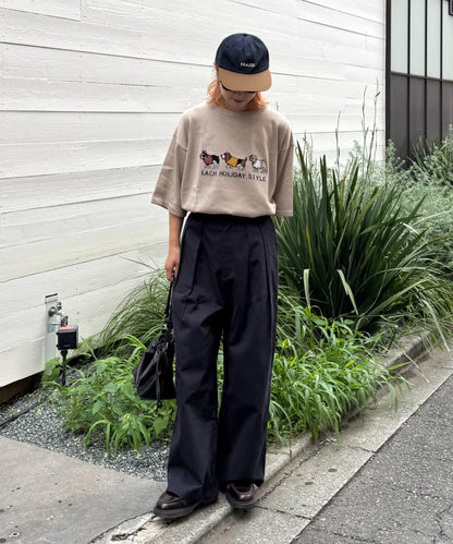 【男女通用】動物紋狗夏季針織半袖T恤