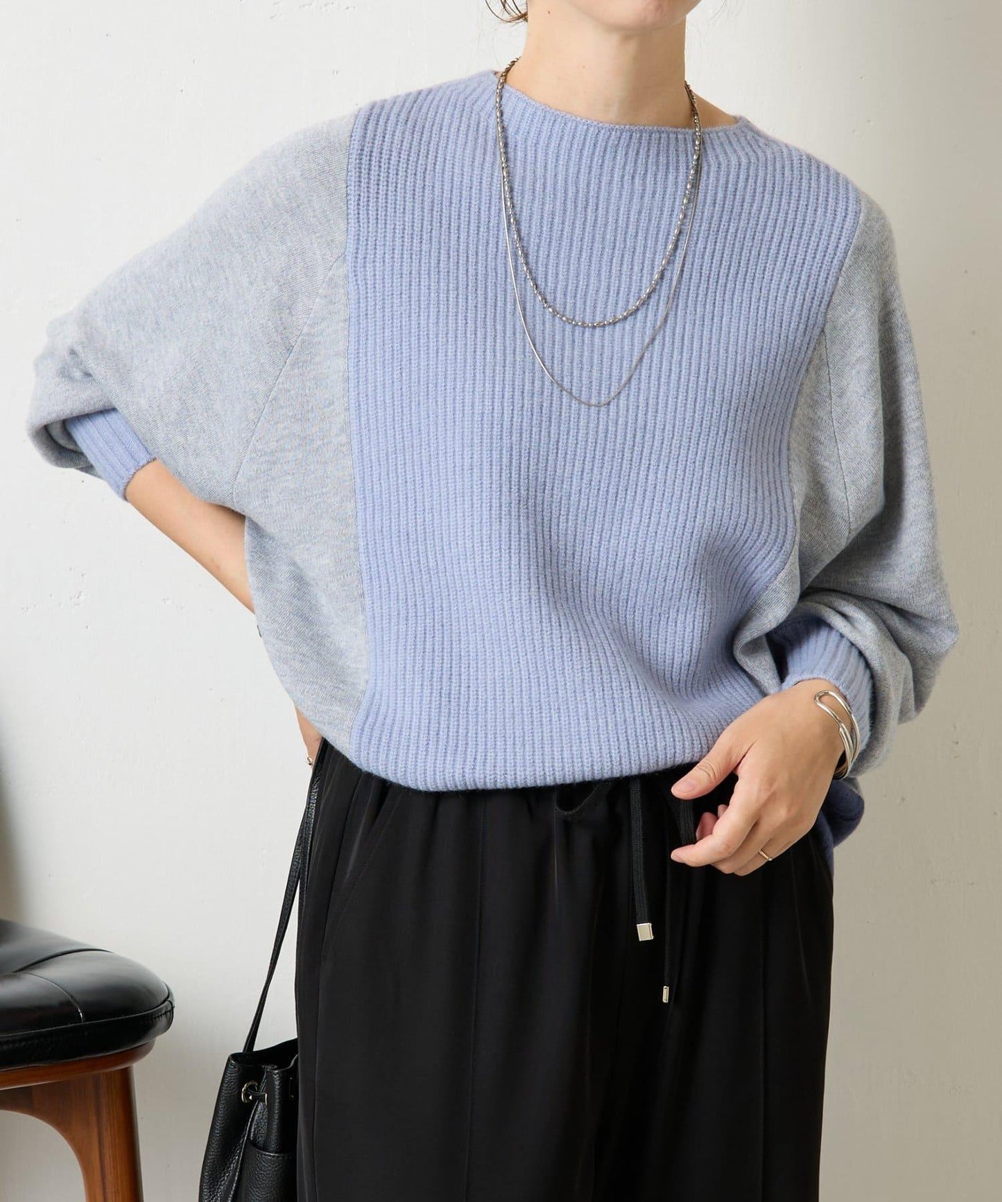 彩色拼塊針織衫