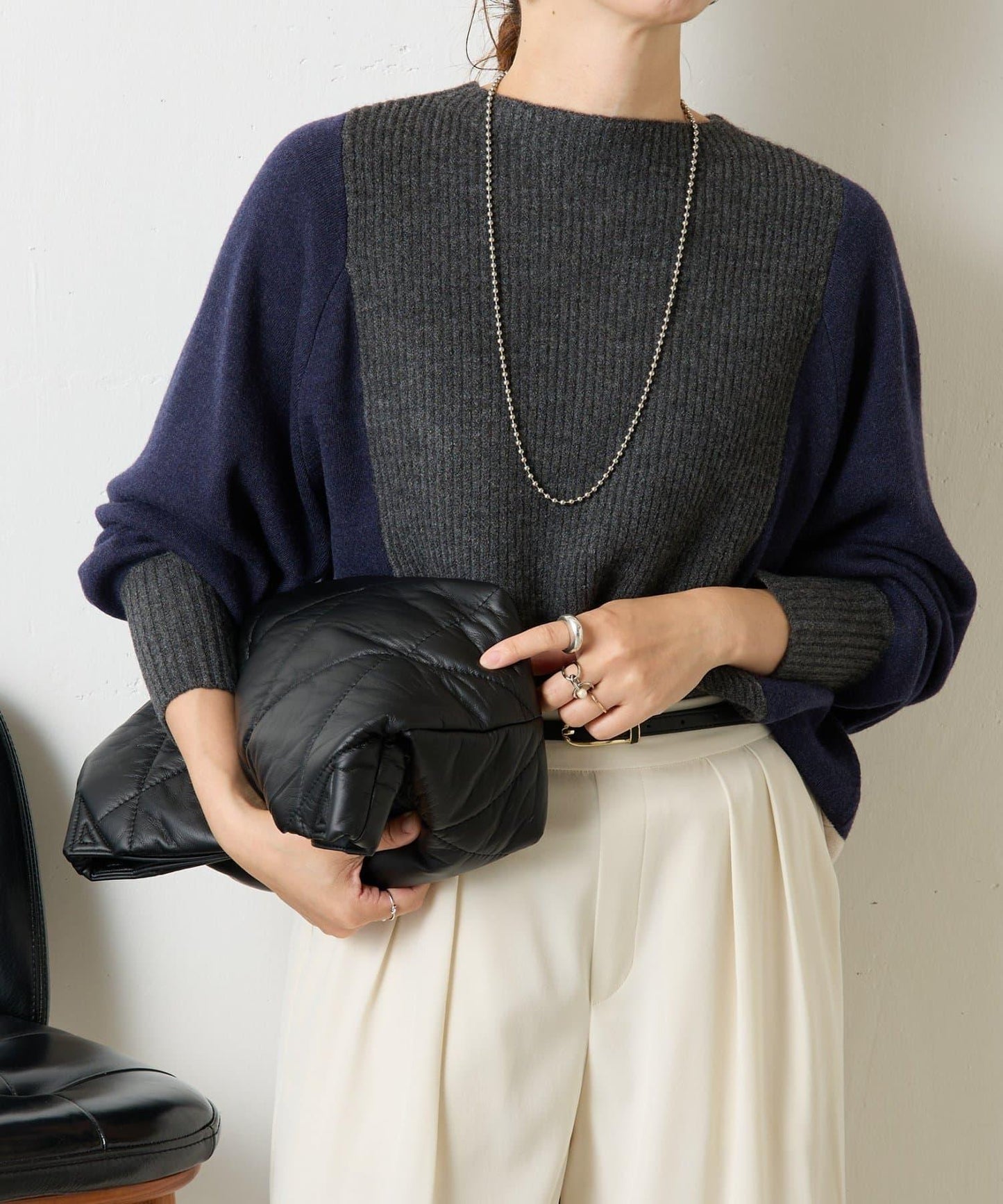 彩色拼塊針織衫