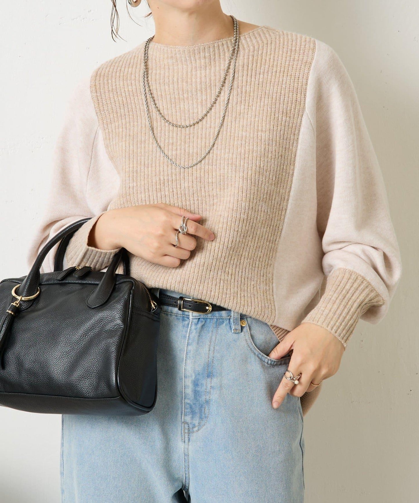 彩色拼塊針織衫