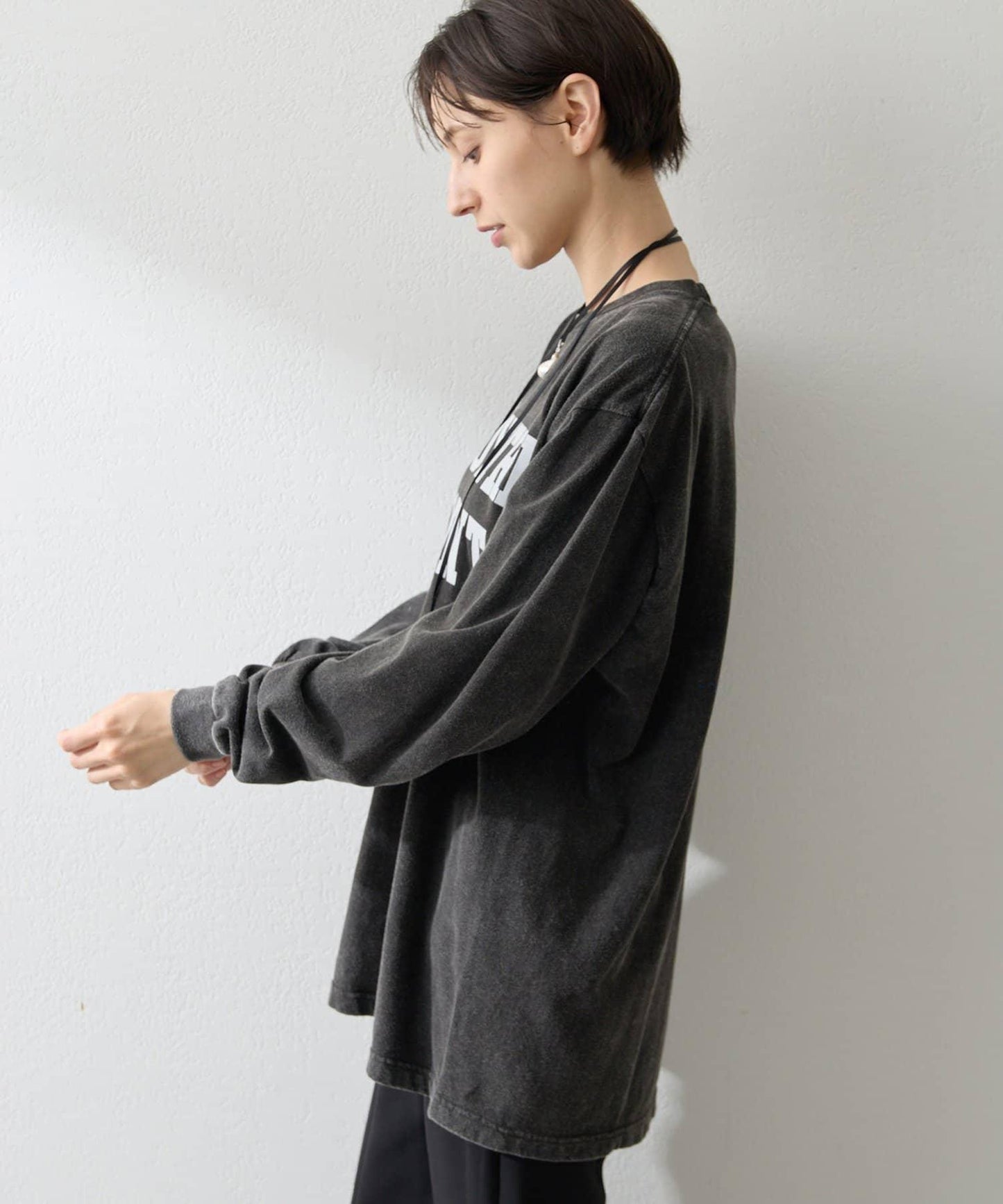 絨布印花長款T恤