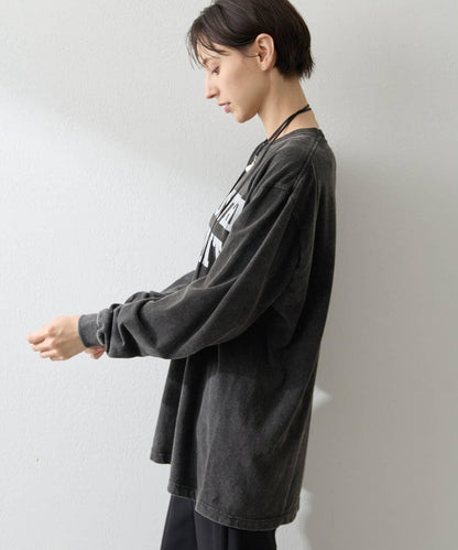 絨布印花長款T恤