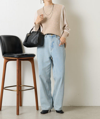 彩色拼塊針織衫