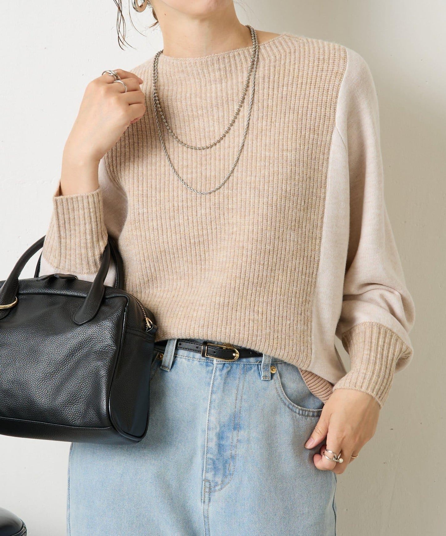 彩色拼塊針織衫