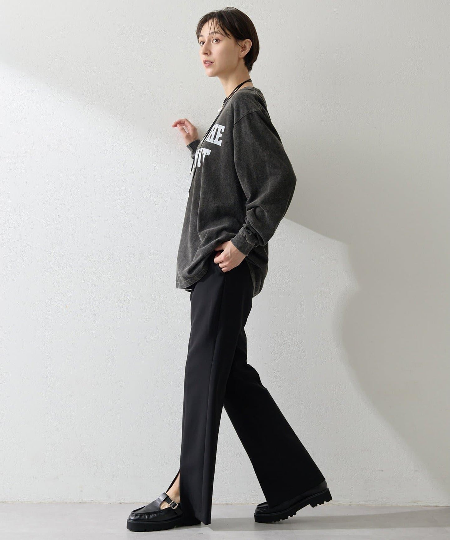 絨布印花長款T恤