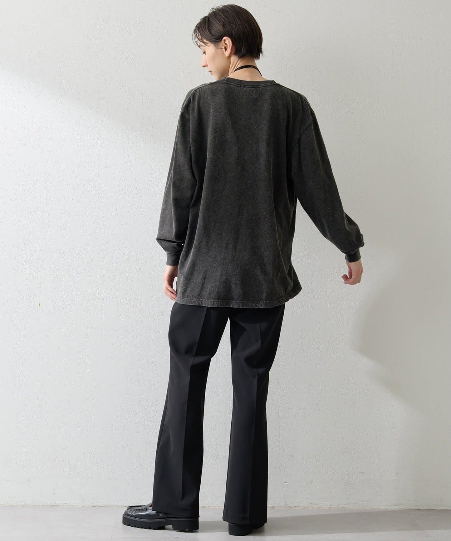 絨布印花長款T恤