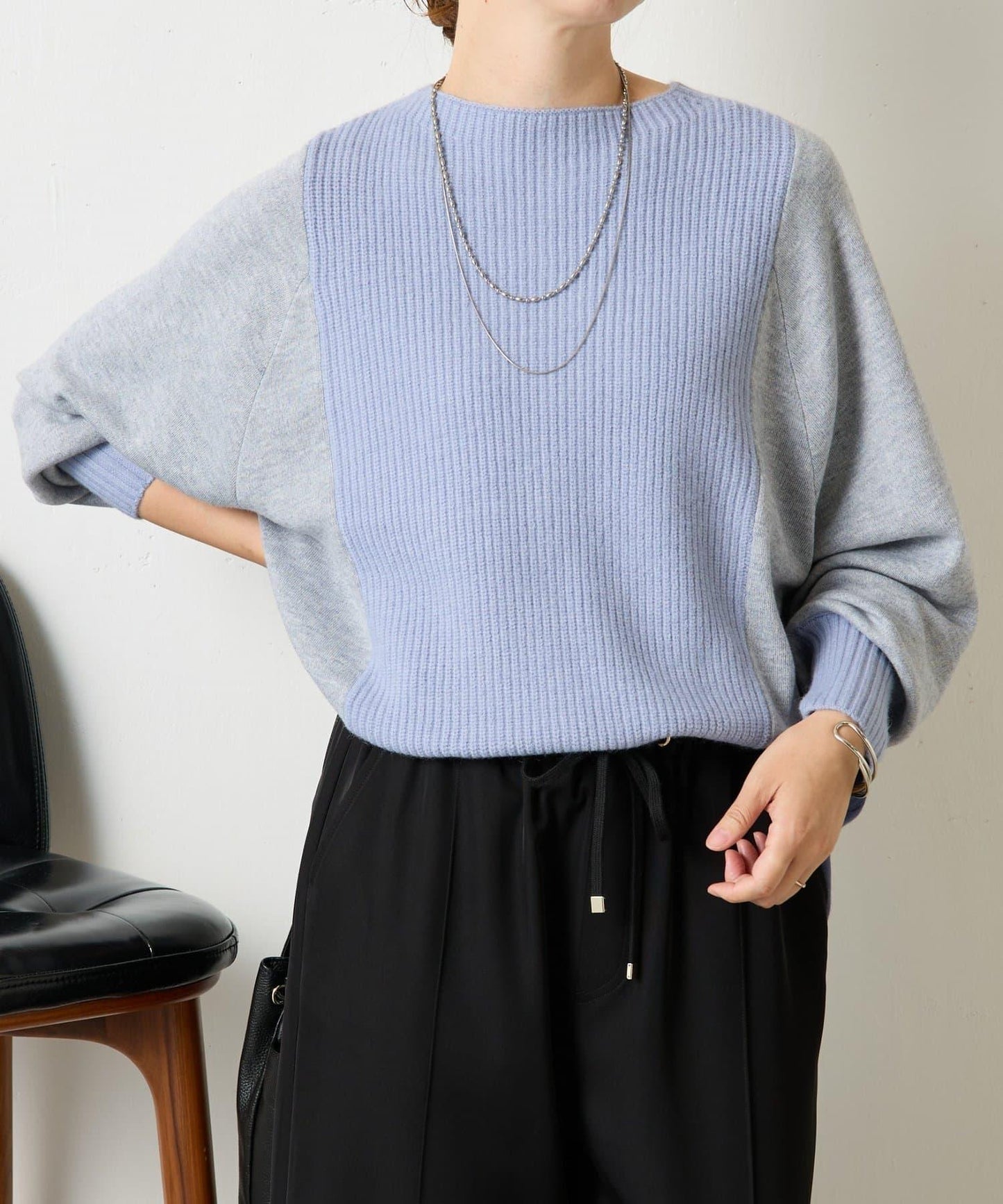 彩色拼塊針織衫