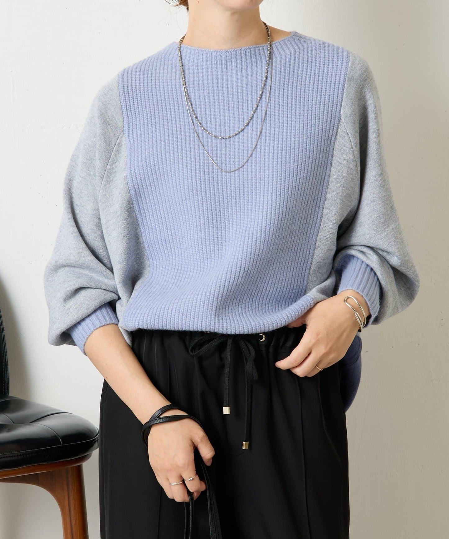 彩色拼塊針織衫