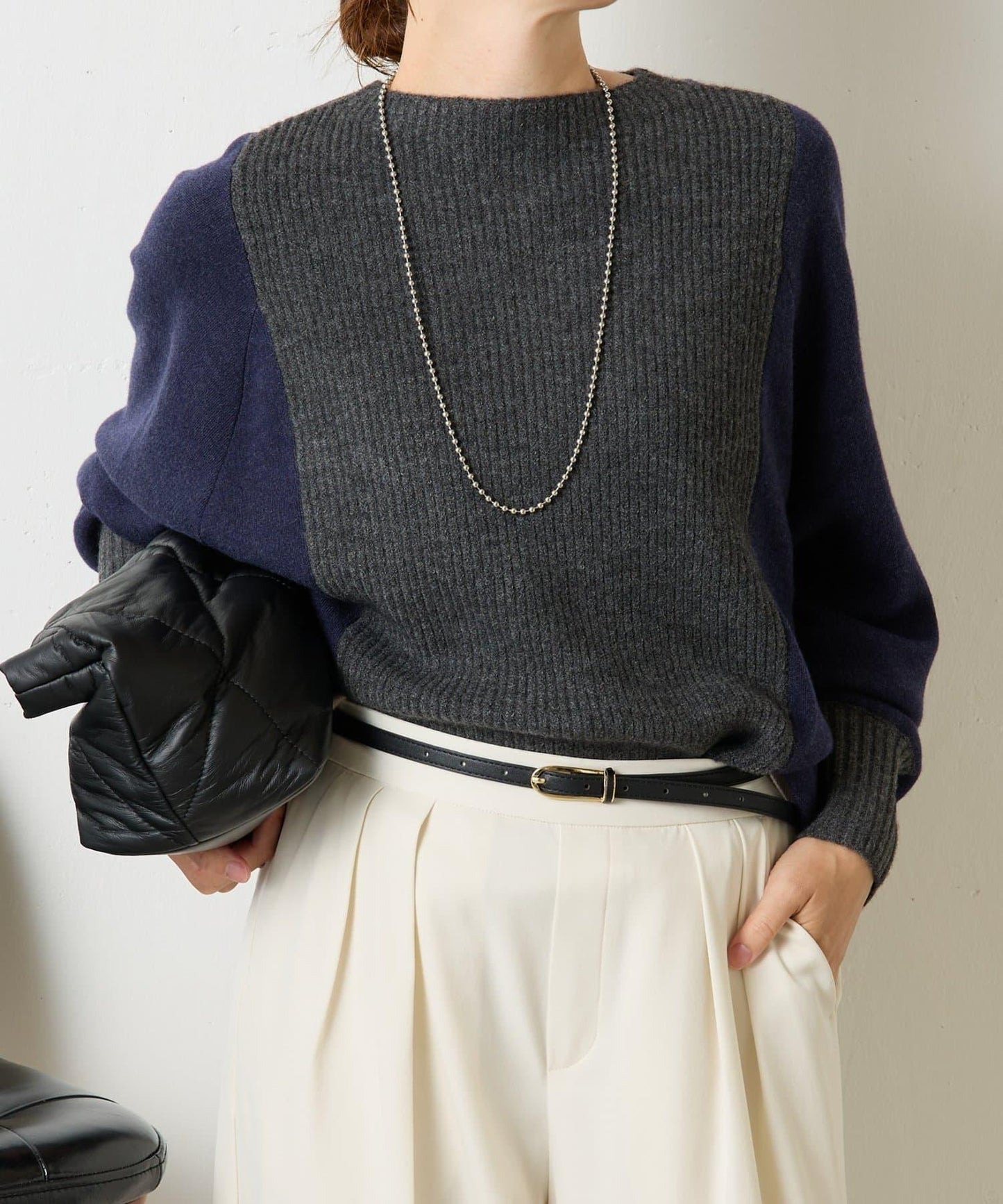 彩色拼塊針織衫