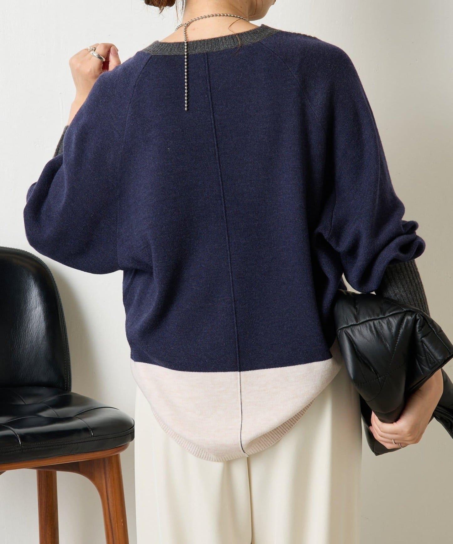 彩色拼塊針織衫