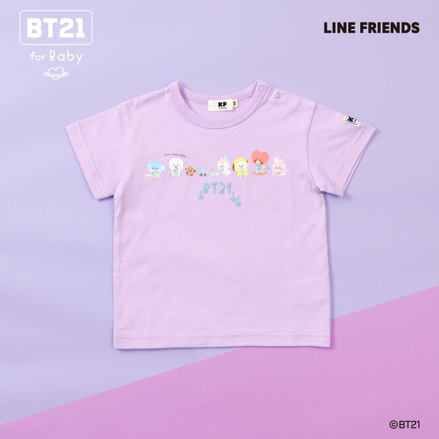 【《BT21》】印花與刺繡短袖T恤（嬰兒款）