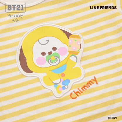 【《BT21》】貼布繡條紋短袖T恤