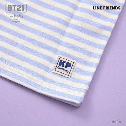 【《BT21》】貼布繡條紋短袖T恤