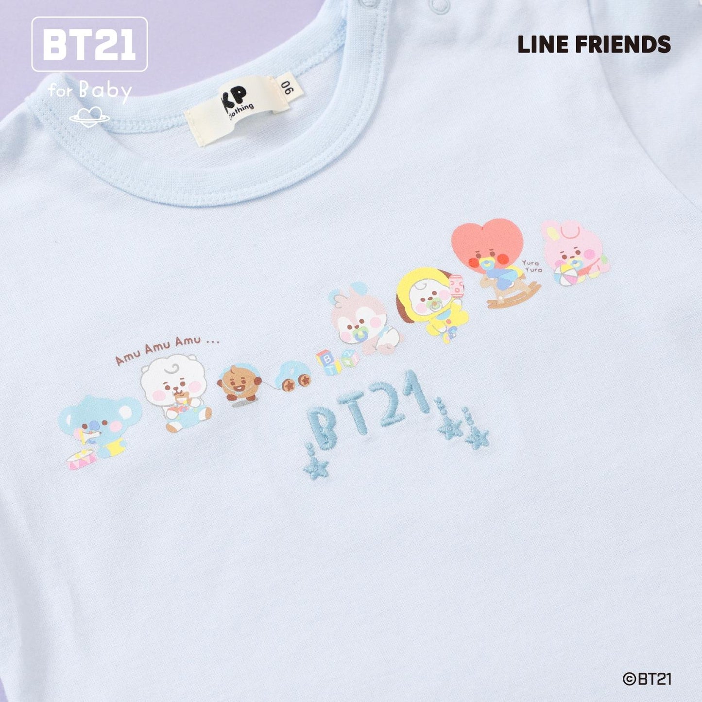 【《BT21》】印花與刺繡短袖T恤（嬰兒款）