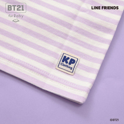 【《BT21》】貼布繡條紋短袖T恤