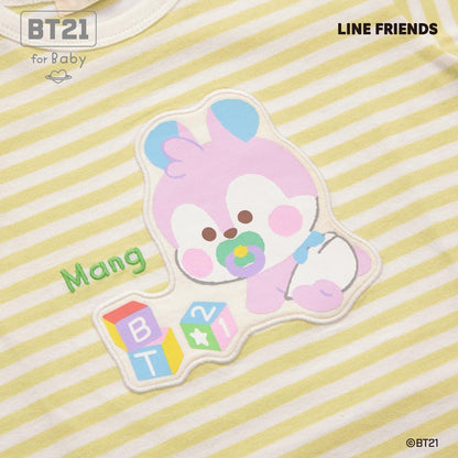 【《BT21》】貼布繡條紋短袖T恤