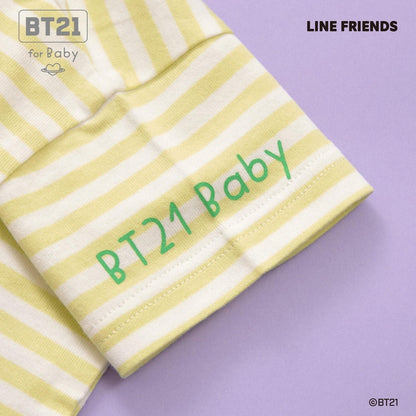 【《BT21》】貼布繡條紋短袖T恤