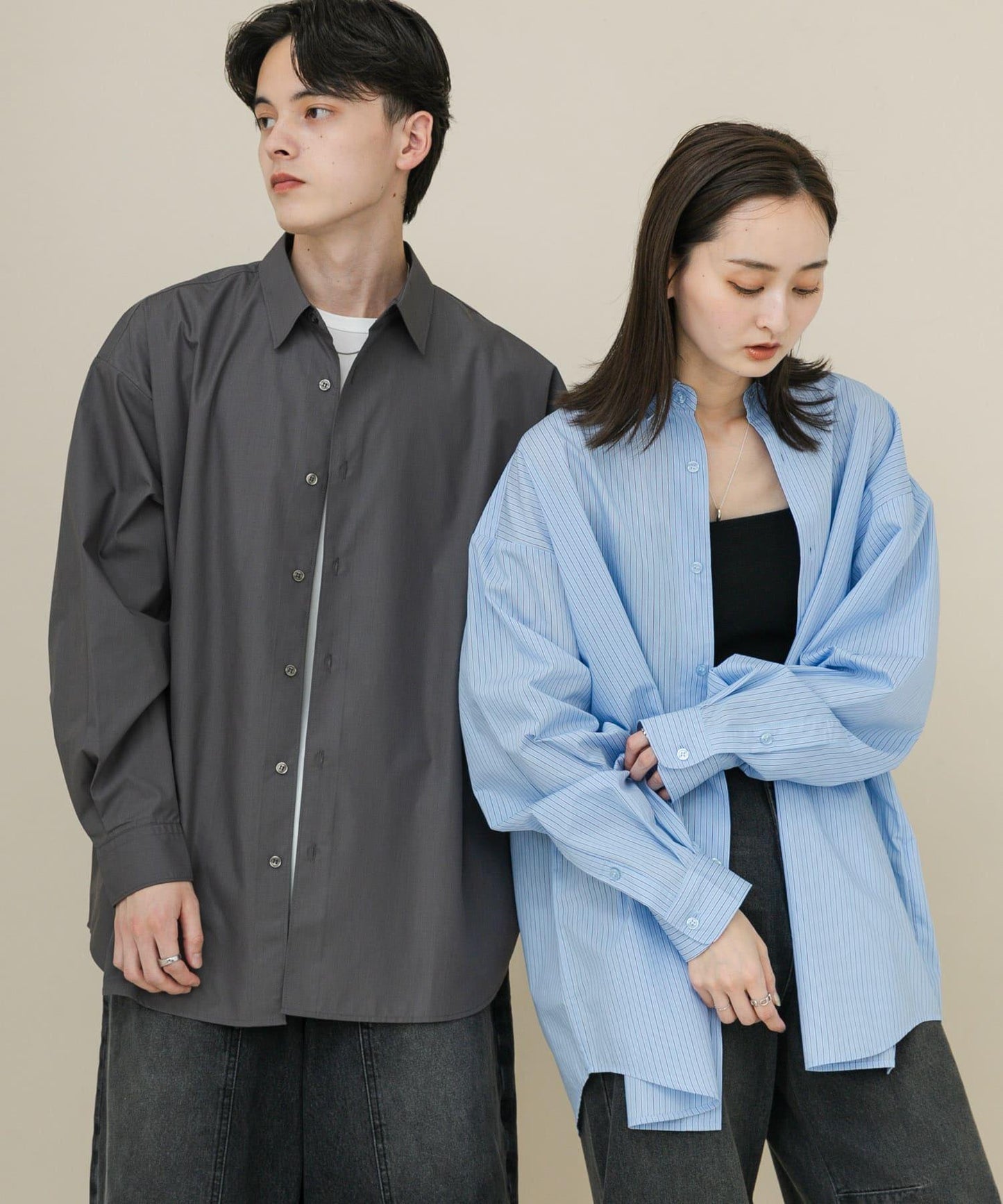 中性款寬鬆常規領襯衫