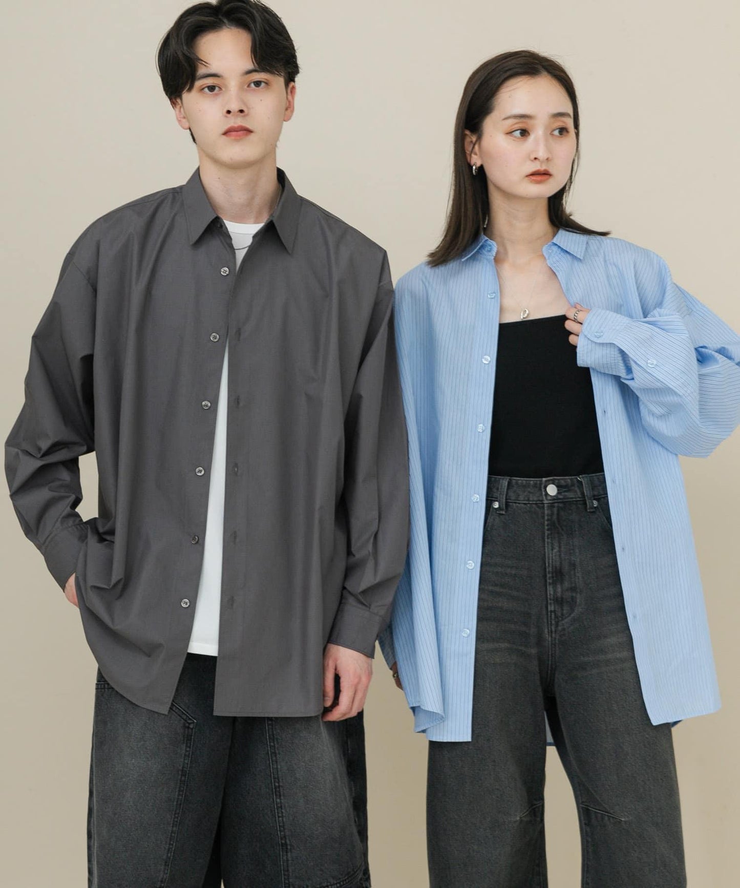 中性款寬鬆常規領襯衫