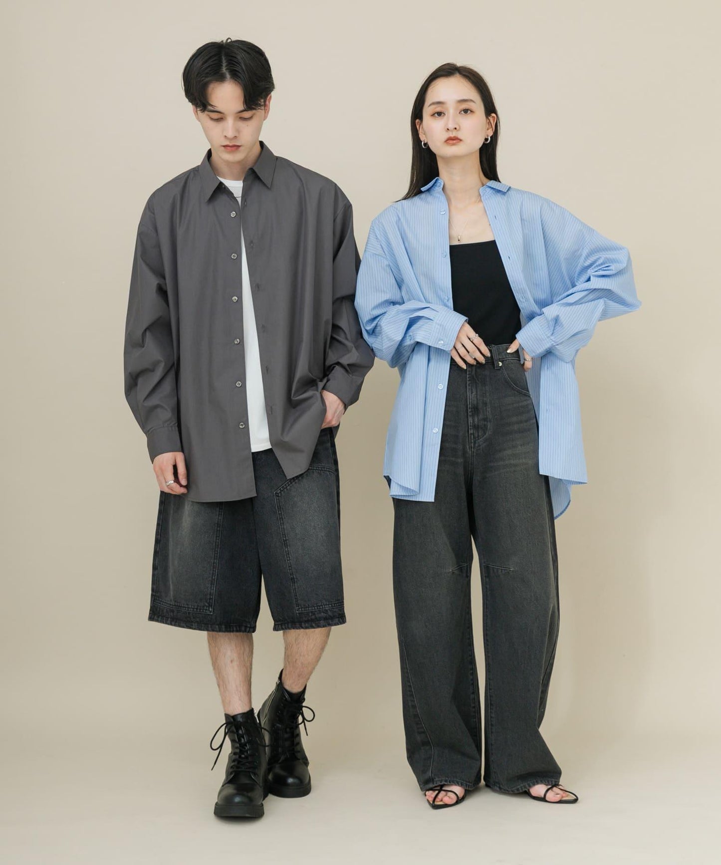 中性款寬鬆常規領襯衫