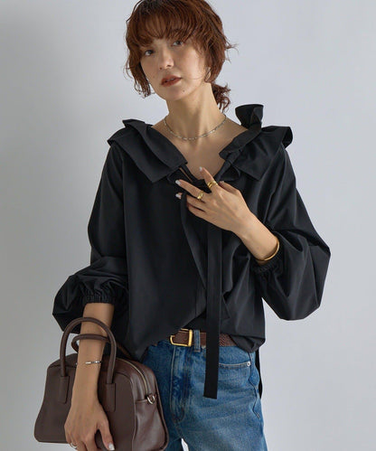 【復古款】多羅斯荷葉領褶邊襯衫/8月下旬發貨預定