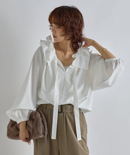 【復古款】多羅斯荷葉領褶邊襯衫/8月下旬發貨預定