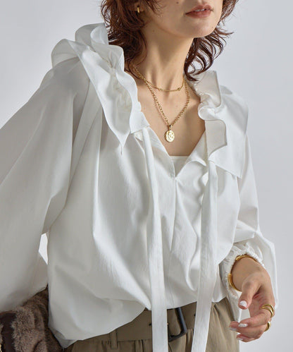 【復古款】多羅斯荷葉領褶邊襯衫/8月下旬發貨預定