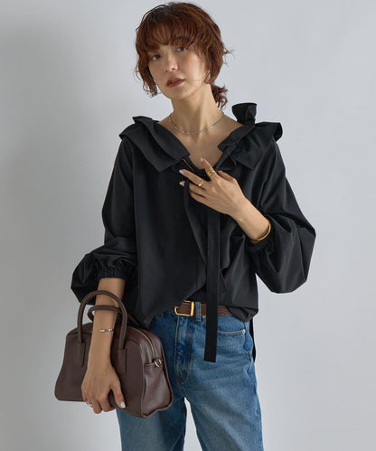 【復古款】多羅斯荷葉領褶邊襯衫/8月下旬發貨預定