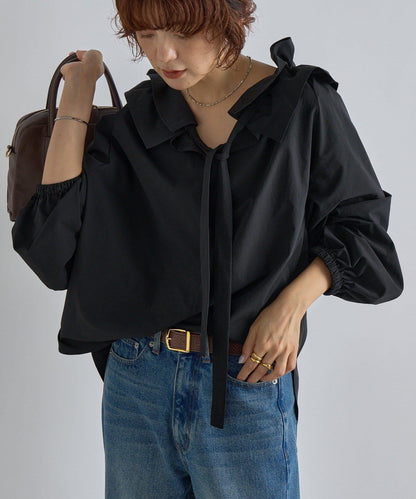 【復古款】多羅斯荷葉領褶邊襯衫/8月下旬發貨預定