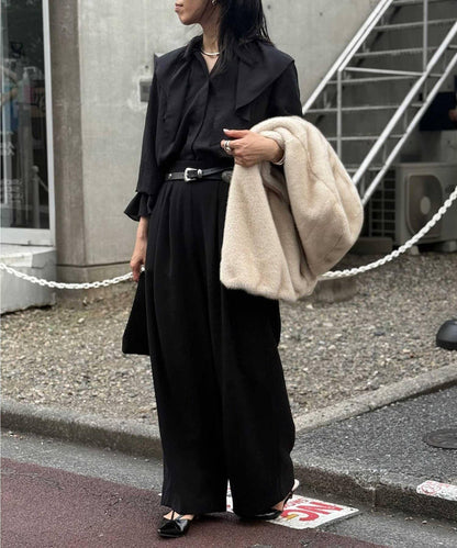 仿麂皮褶皺休閒褲