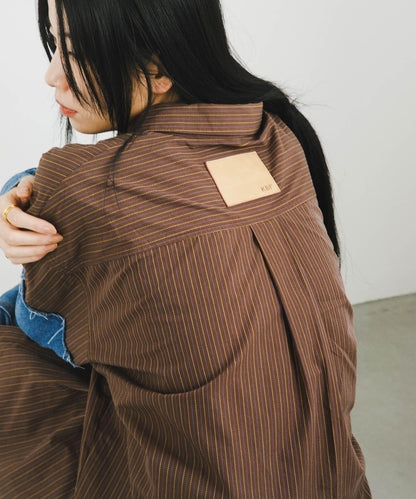 牛仔拼接袖改良襯衫