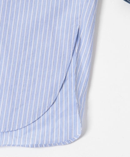 牛仔拼接袖改良襯衫