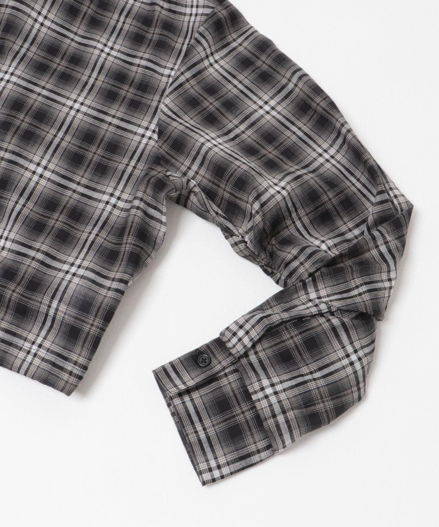 透視格紋連帽襯衫